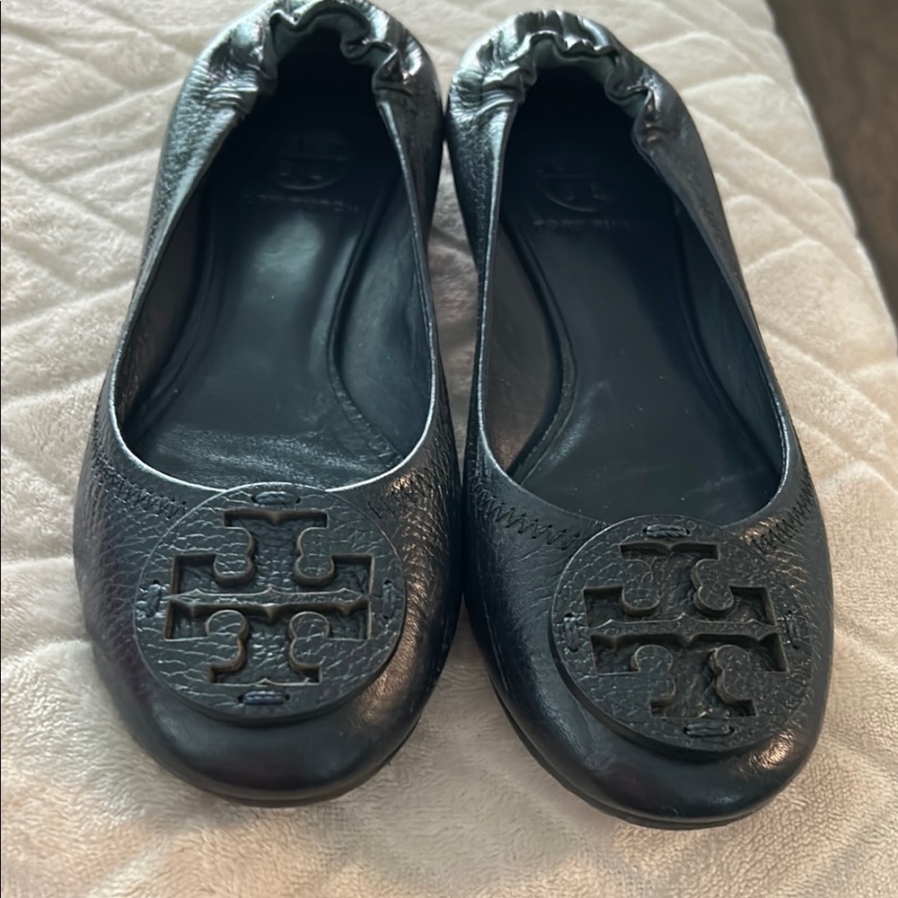 Tory Burch Black Leather Ballet Flats